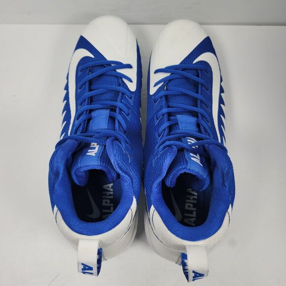 Nike Alpha Menace Pro Mid Men's White & Blue Football Cleats 871451-411 US Sz 12 - Picture 5 of 10